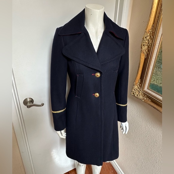 Sam Edelman military coat wool coat elegant gold royal buttons uniform stripes - Picture 4 of 13